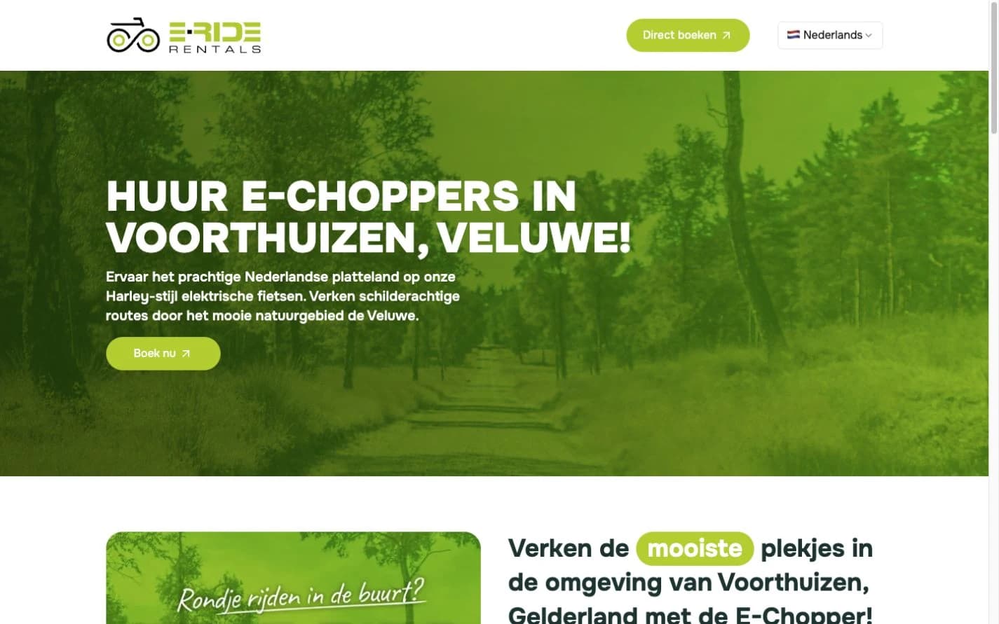 Homepage van E-Ride Rentals